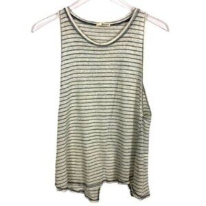 LA Made | Women's Cream Black Sleeveless Striped Pattern Top Size Small